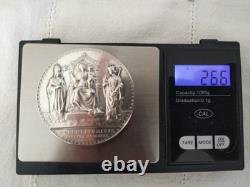 Ancient large religious medal, Dropsy, solid silver, framed, 19th century sterling