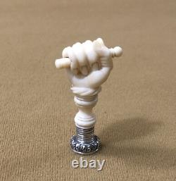 Ancient seal/wax stamp depicting a hand 19th century XIX solid silver matrix