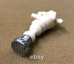 Ancient seal/wax stamp depicting a hand 19th century XIX solid silver matrix