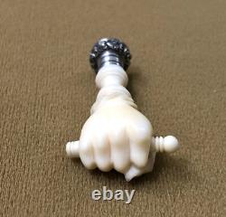 Ancient seal/wax stamp depicting a hand 19th century XIX solid silver matrix