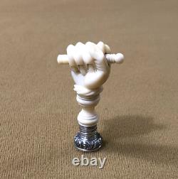 Ancient seal/wax stamp depicting a hand 19th century XIX solid silver matrix