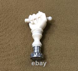Ancient seal/wax stamp depicting a hand 19th century XIX solid silver matrix