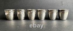 Ancient set of 6 Charles Hack solid sterling silver liqueur glass goblets