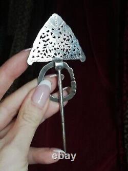 Ancient silver brooch, ethnic Berber jewelry