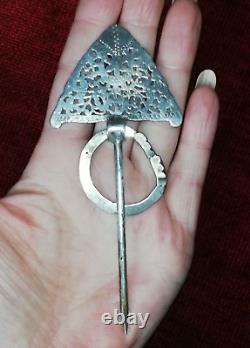 Ancient silver brooch, ethnic Berber jewelry