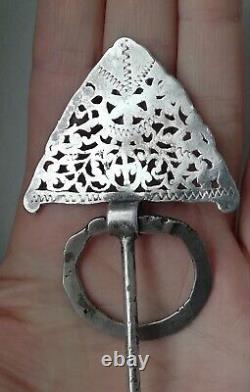 Ancient silver brooch, ethnic Berber jewelry