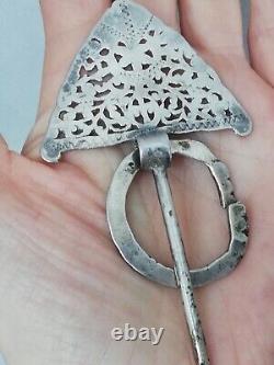 Ancient silver brooch, ethnic Berber jewelry