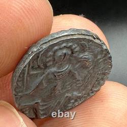 Ancient silver coin of King Shaka from the Kushan Empire