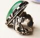 Ancient Solid Silver + Malachite Mermaid Silver Ring Antique Jewelry