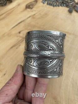 Ancient solid silver bracelet with Russian oriental Turkmen ethnic carnelian gemstones