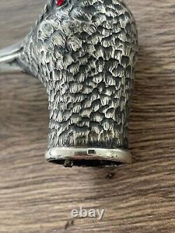 Ancient solid silver cane handle 'Woodcock' by Georg Adam SCHEID hunting