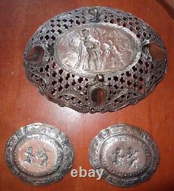 Ancient solid silver cups angels putti goat