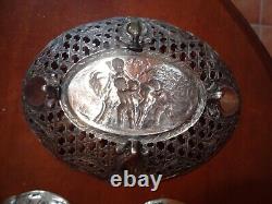 Ancient solid silver cups angels putti goat