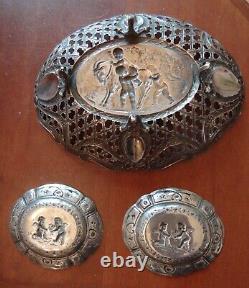 Ancient solid silver cups angels putti goat