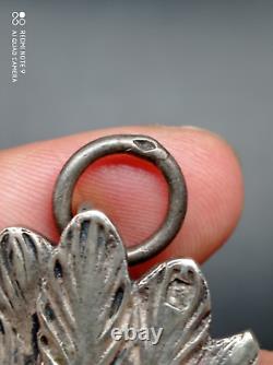 Ancient solid silver holy water font, Jesus, Mary, Joseph, religious, hallmarked