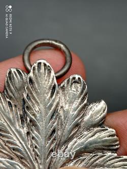 Ancient solid silver holy water font, Jesus, Mary, Joseph, religious, hallmarked