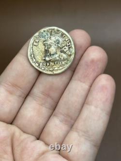 Ancient solid silver tetradrachm coin of the Greco-Bactrian king