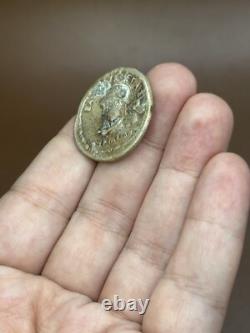 Ancient solid silver tetradrachm coin of the Greco-Bactrian king