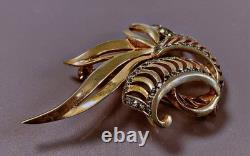 Ancient vermeil brooch gold on solid silver marcasites silver carved brooch