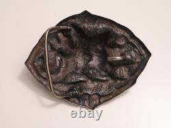 Ancient very beautiful solid silver loop Southeast Asia Hanuman riding XIX