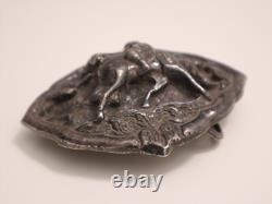 Ancient very beautiful solid silver loop Southeast Asia Hanuman riding XIX