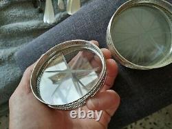 Antians Dessous De Verre Cristal & Argent Massif Webster Co Sterling Coasters