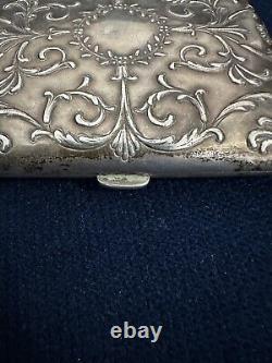 Antique 19th Century Art Nouveau Solid Silver Cigarette Case 89g