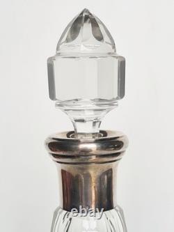 Antique 19th-Century Flat-Ribbed Cut Crystal Decanter with Solid Silver Neck
