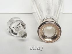 Antique 19th-Century Flat-Ribbed Cut Crystal Decanter with Solid Silver Neck