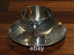 Antique 19th-century Solid Silver Lions Chiseled Cup by Ravinet d'Enfert