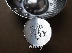 Antique 19th century solid silver wine tasting cup with Minerva hallmark and LC or CL monograms