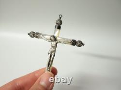 Antique 2 mother-of-pearl communion crosses in solid silver, Christian religion, 19th-20th century