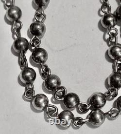 Antique 40 cm Rosary, entirely in solid silver, 19 grams