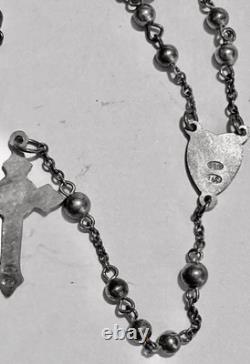 Antique 40 cm Rosary, entirely in solid silver, 19 grams