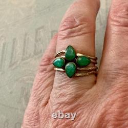 Antique 4-in-1 Ring with Emeralds, Vermeil, and Solid Silver