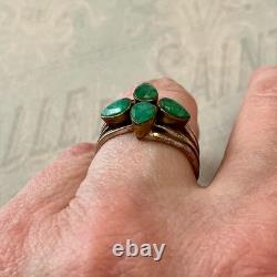 Antique 4-in-1 Ring with Emeralds, Vermeil, and Solid Silver