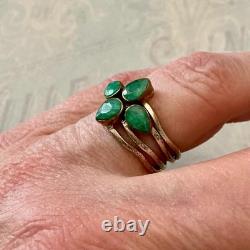 Antique 4-in-1 Ring with Emeralds, Vermeil, and Solid Silver