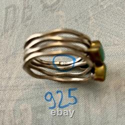 Antique 4-in-1 Ring with Emeralds, Vermeil, and Solid Silver