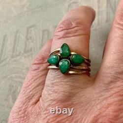 Antique 4-in-1 Ring with Emeralds, Vermeil, and Solid Silver