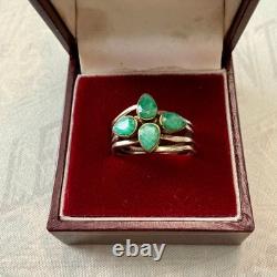 Antique 4-in-1 Ring with Emeralds, Vermeil, and Solid Silver