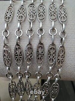Antique 6-row olive link bracelet with filigree in solid silver