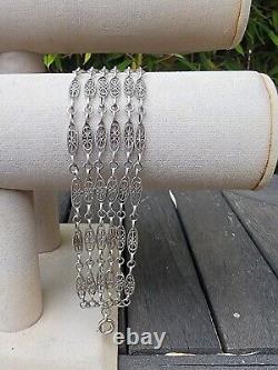 Antique 6-row olive link bracelet with filigree in solid silver