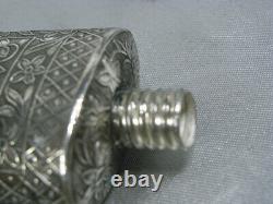 'Antique 800 Solid Silver Snuffbox Perfume Bottle Flask Silver Bottle'