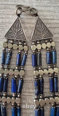 Antique Afghan Lapis Lazuli Necklace in Solid Silver