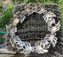 Antique Art Deco Bracelet with Marcasites in Solid Silver 925 Leaf Hallmarks