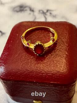 Antique Art Deco Ring in Solid Silver/Gold with Genuine Ruby Size 54