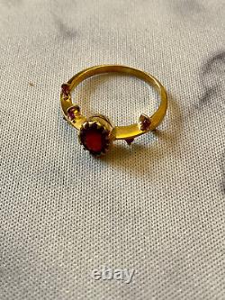 Antique Art Deco Ring in Solid Silver/Gold with Genuine Ruby Size 54
