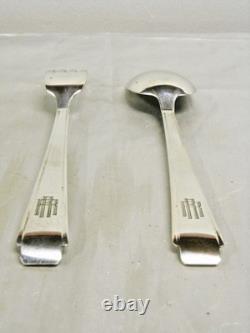 Antique Art Deco Silver-Plated Serving Set with Spoon and Fork