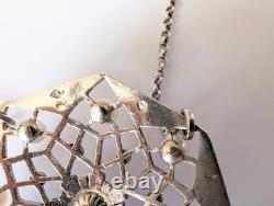 Antique Art Deco Sterling Silver Necklace with Cultured Pearls, 1930s, Star Marcasites