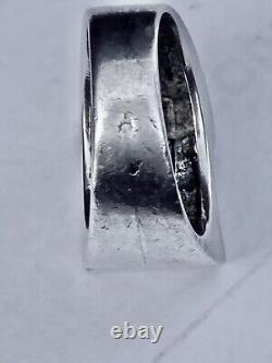 Antique Art Deco Tank Ring in Solid Silver/Vermeil & Stones to Identify Size T59/60
